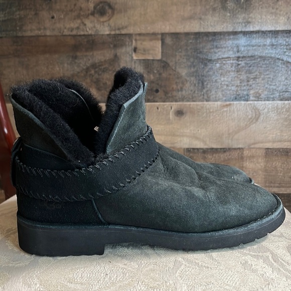 UGG McKay Black Leather Winter Booties 7 - Picture 1 of 10